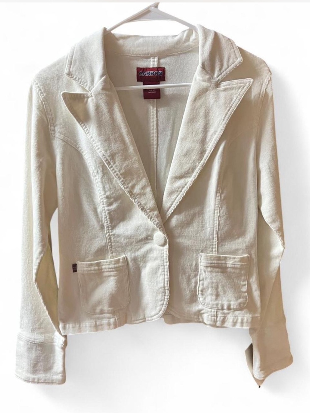 NWT Carbon Denim Project Cream White Corduroy Stretch Blazer Jacket Size M